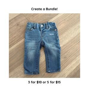 Cat and Jack Girls Light Wash Super Stretch Skinny Sequin Distressed Jeans 12M